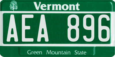 VT license plate AEA896