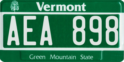 VT license plate AEA898