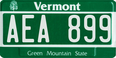 VT license plate AEA899