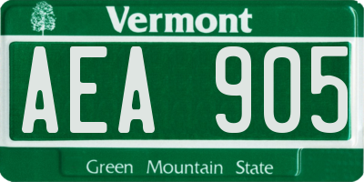 VT license plate AEA905