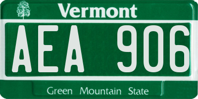 VT license plate AEA906