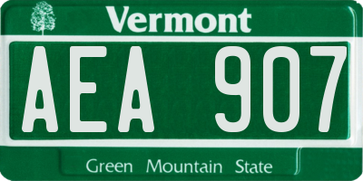 VT license plate AEA907