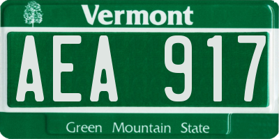 VT license plate AEA917