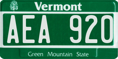 VT license plate AEA920