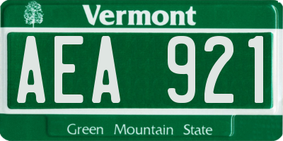 VT license plate AEA921
