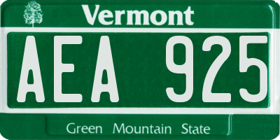 VT license plate AEA925