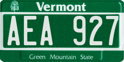 VT license plate AEA927
