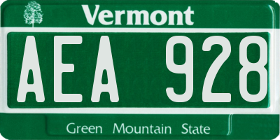 VT license plate AEA928