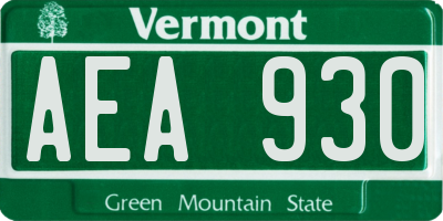 VT license plate AEA930