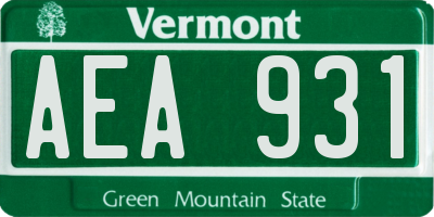 VT license plate AEA931