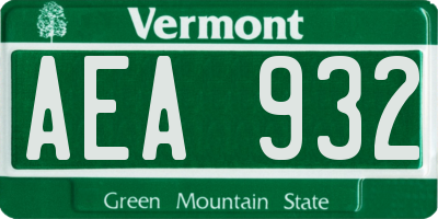 VT license plate AEA932