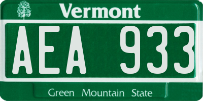 VT license plate AEA933
