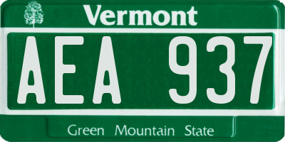 VT license plate AEA937