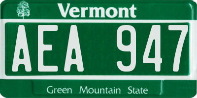 VT license plate AEA947