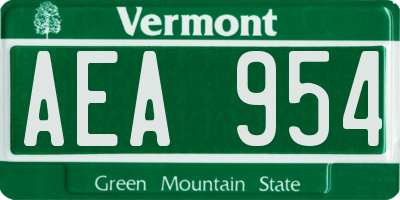 VT license plate AEA954