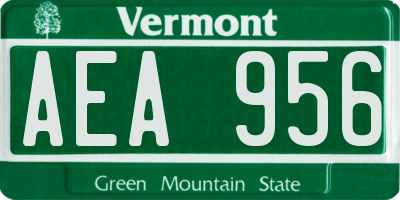 VT license plate AEA956