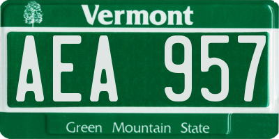 VT license plate AEA957