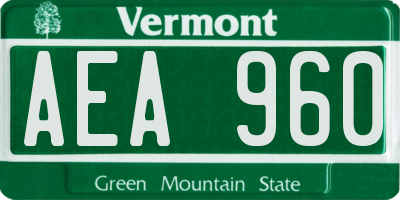 VT license plate AEA960