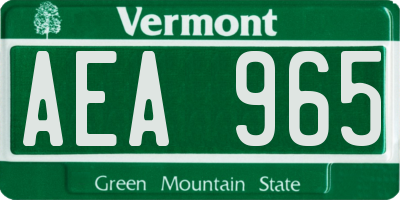 VT license plate AEA965