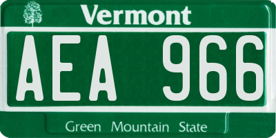 VT license plate AEA966