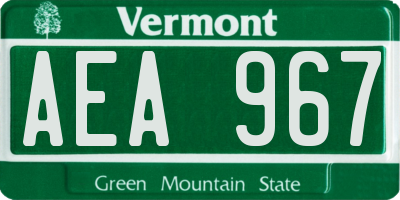 VT license plate AEA967