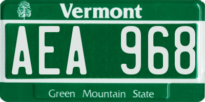 VT license plate AEA968