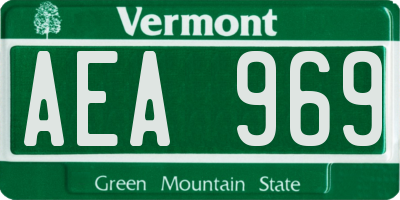 VT license plate AEA969