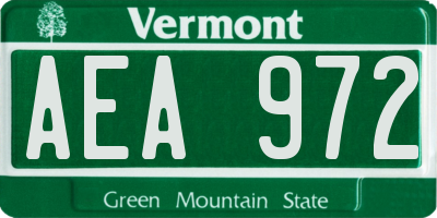 VT license plate AEA972