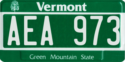 VT license plate AEA973