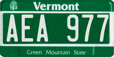 VT license plate AEA977