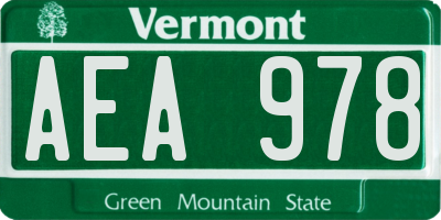 VT license plate AEA978