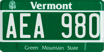 VT license plate AEA980