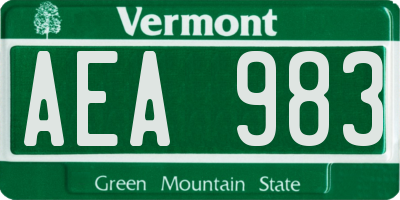 VT license plate AEA983