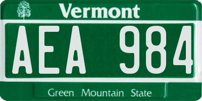 VT license plate AEA984