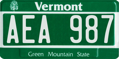 VT license plate AEA987
