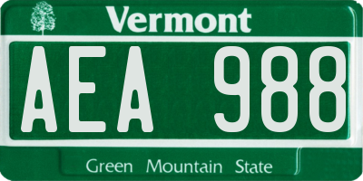 VT license plate AEA988