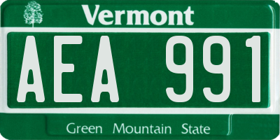 VT license plate AEA991