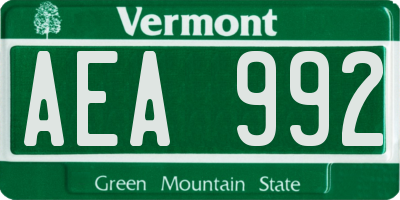VT license plate AEA992