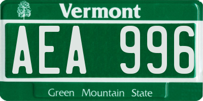 VT license plate AEA996