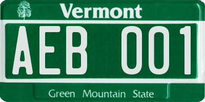 VT license plate AEB001