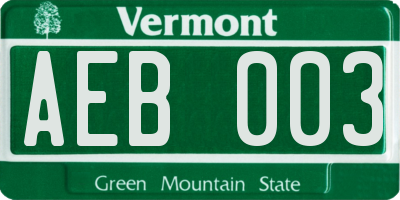 VT license plate AEB003