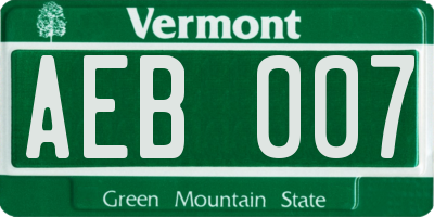 VT license plate AEB007