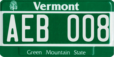 VT license plate AEB008