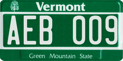 VT license plate AEB009