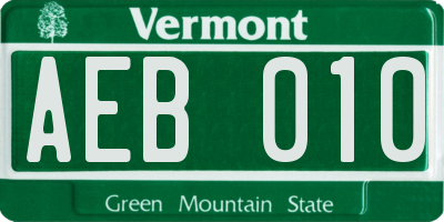 VT license plate AEB010