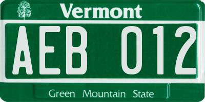 VT license plate AEB012
