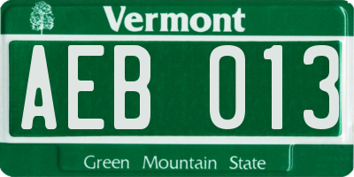 VT license plate AEB013