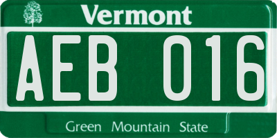 VT license plate AEB016