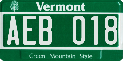 VT license plate AEB018