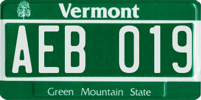 VT license plate AEB019